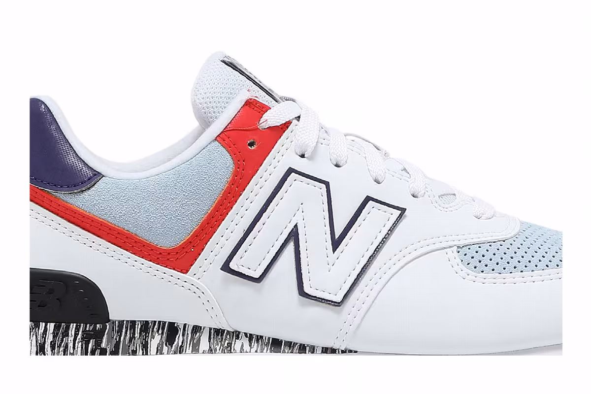 New Balance Women's 574 White Ghost Pepper, view 3