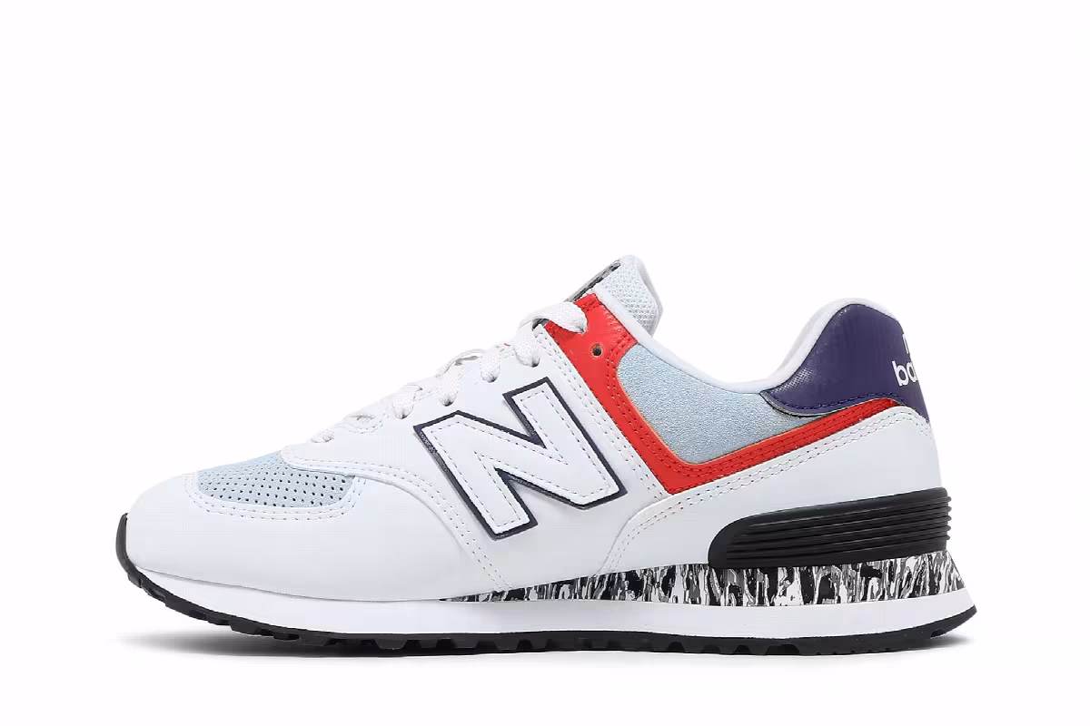 New Balance Women's 574 White Ghost Pepper, view 4
