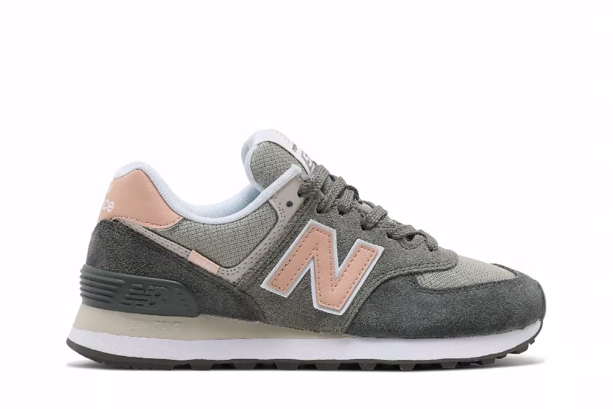 New Balance Women's 574 Black Spruce Silver Pine, view 2