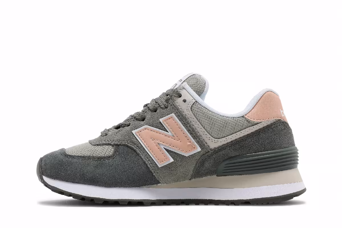 New Balance Women's 574 Black Spruce Silver Pine, view 4