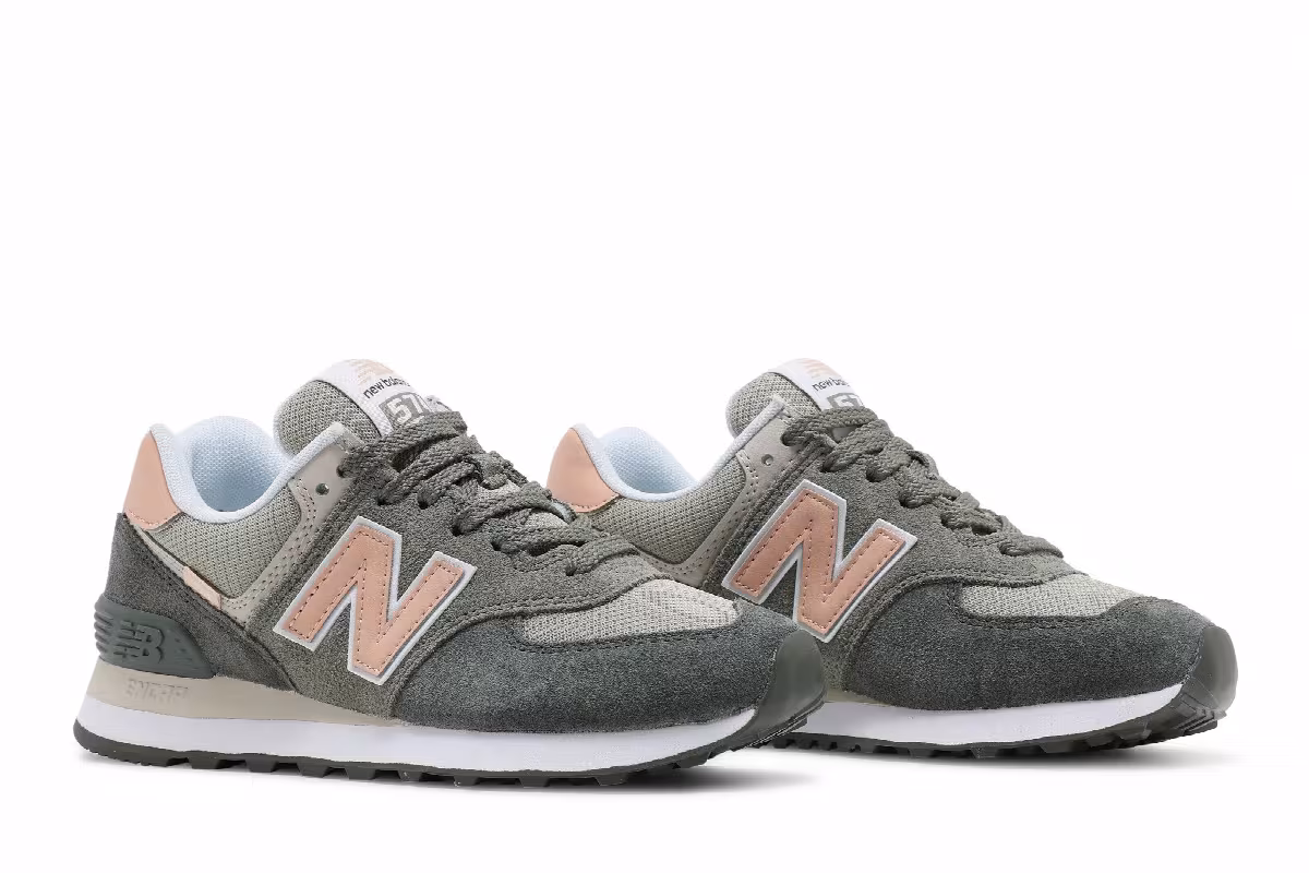 New Balance Women's 574 Black Spruce Silver Pine, view 9