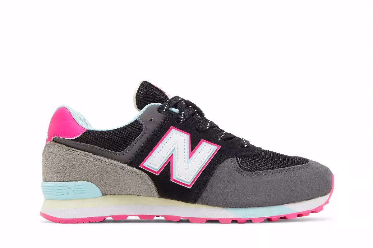 New Balance 574 Big Kid Black Pink Glow, view 2