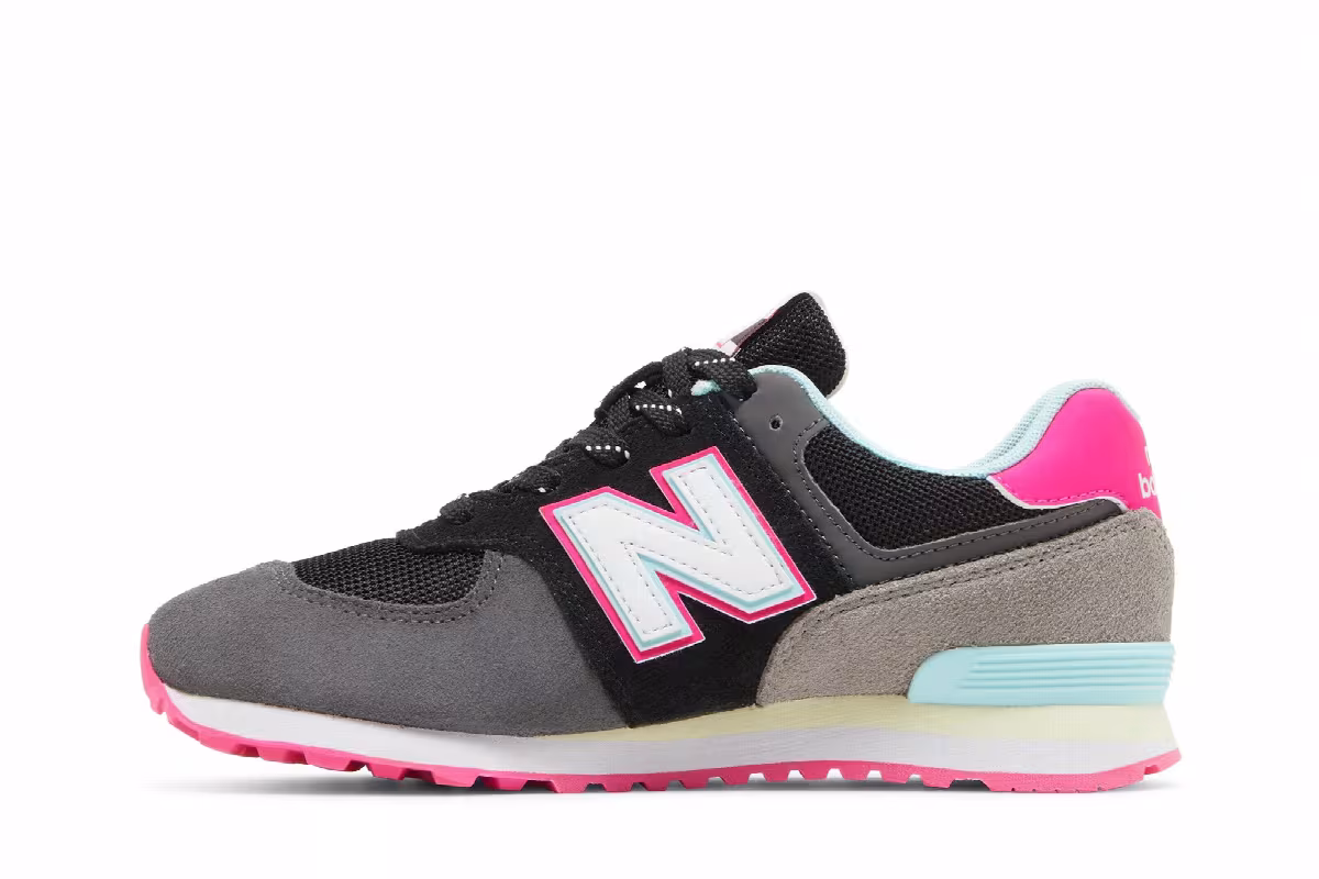 New Balance 574 Big Kid Black Pink Glow, view 4