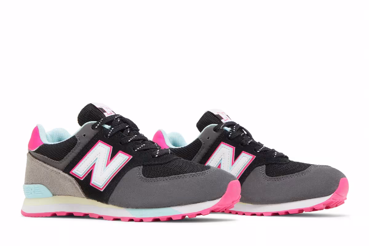 New Balance 574 Big Kid Black Pink Glow, view 9