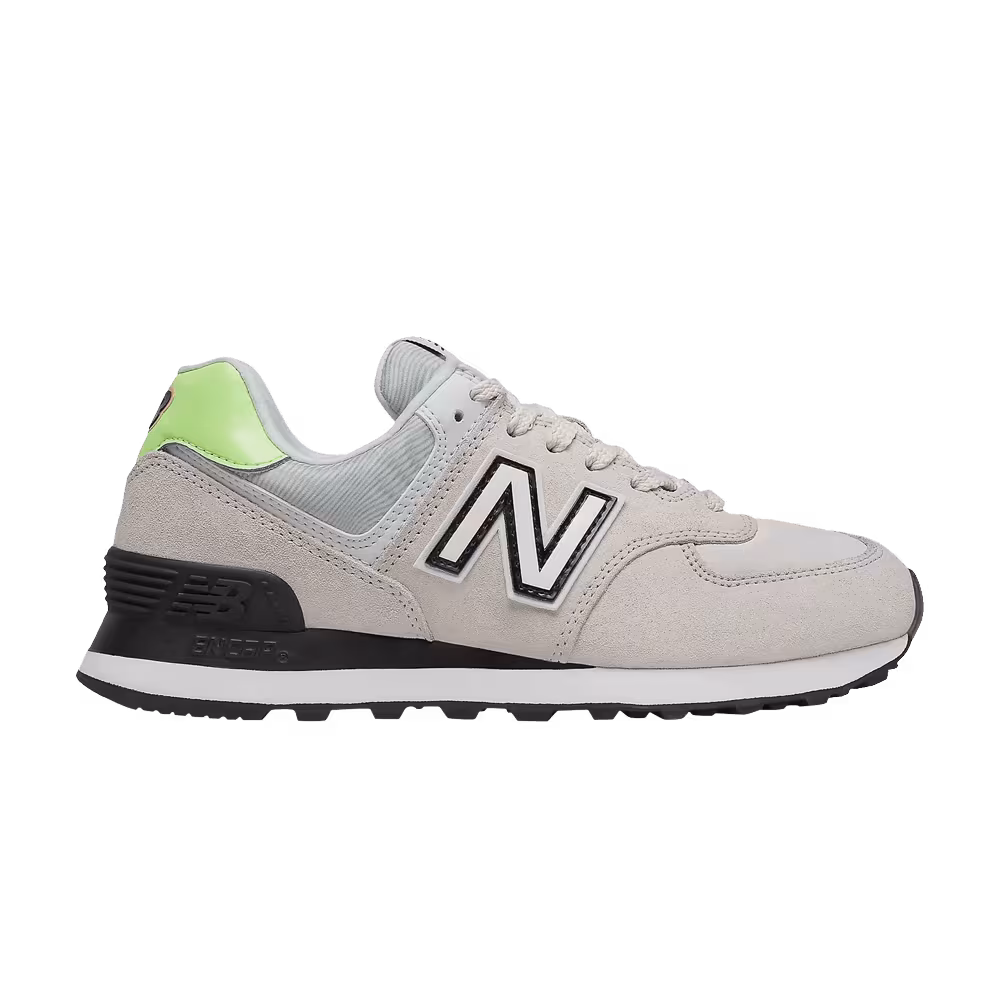 New Balance Women's 574 Wide Raw Silk Bleached Lime Glow