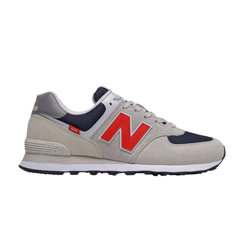 New Balance 574 2E Wide Moonbeam Velocity Red