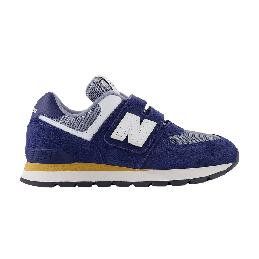 New Balance 574 Hook & Loop Little Kid Wide Navy Blue Rabbit Grey