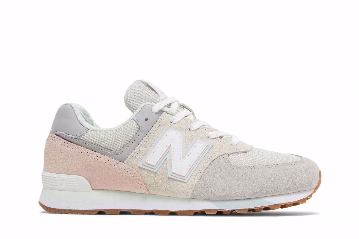 New Balance 574 Big Kid Rain Cloud Oyster Pink, view 2