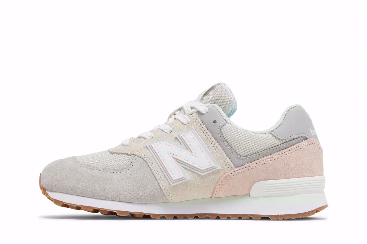 New Balance 574 Big Kid Rain Cloud Oyster Pink, view 4
