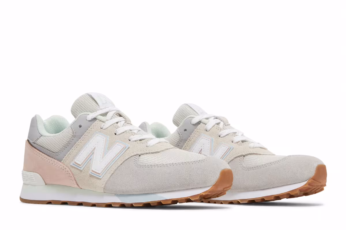 New Balance 574 Big Kid Rain Cloud Oyster Pink, view 9