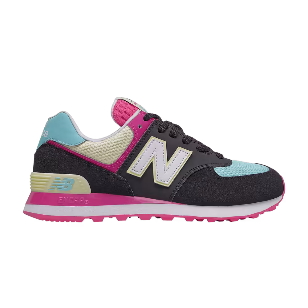 New Balance Women's 574 2E Wide Black Pink Glow