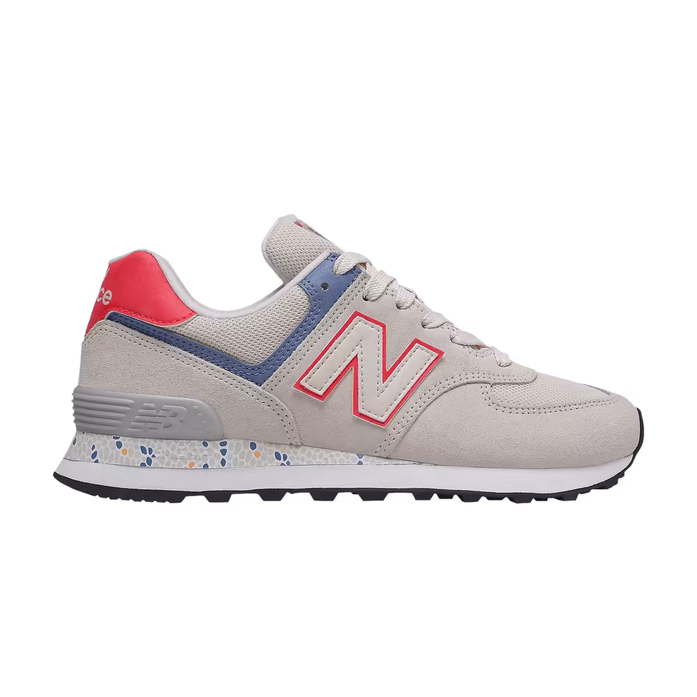 New Balance Women's 574 Wide Raw Silk Vivid Coral