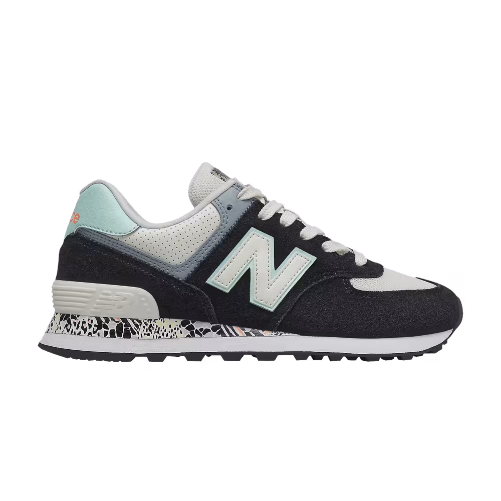New Balance Women's 574 Wide Black White Mint