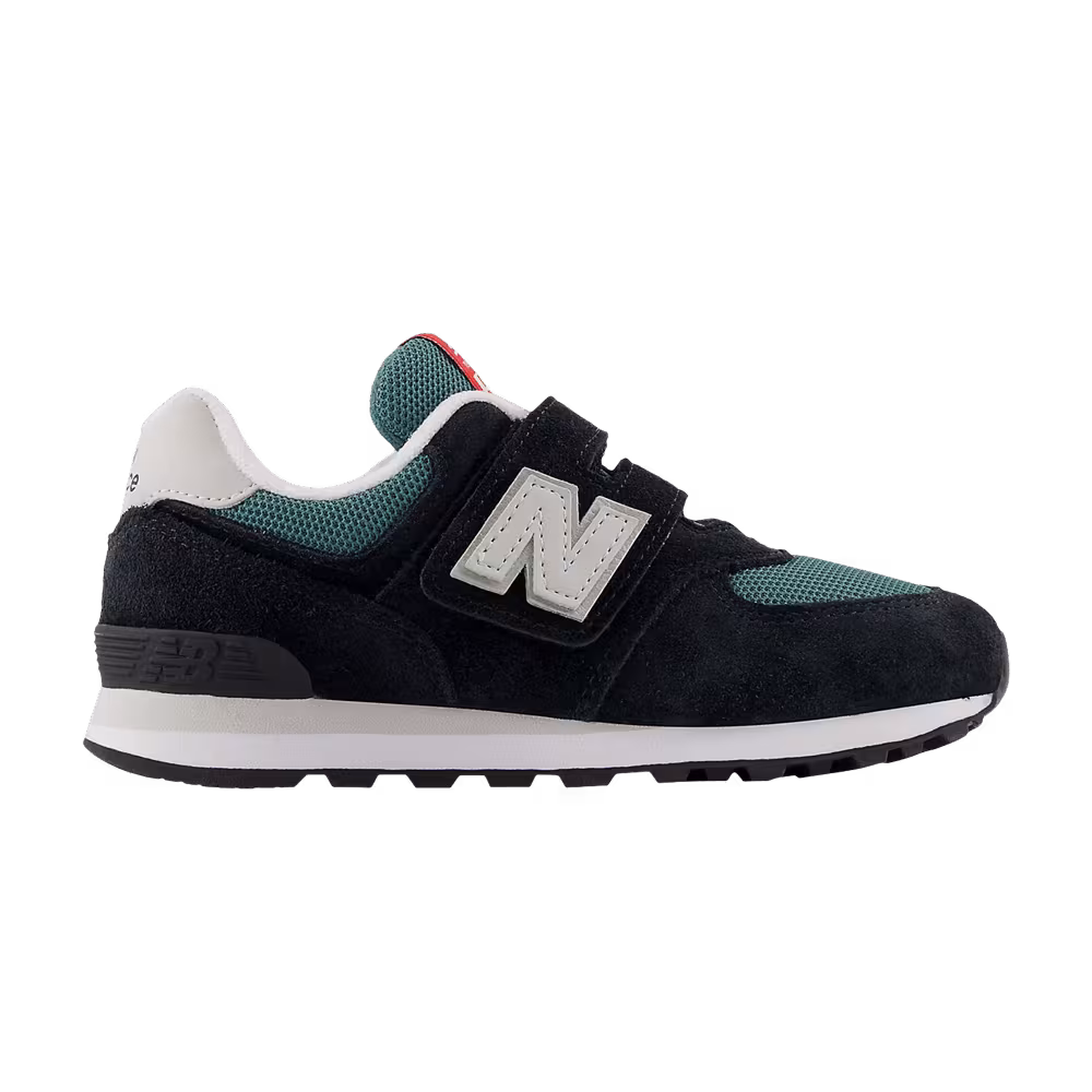 New Balance 574 Hook & Loop Little Kid Wide Black New Spruce
