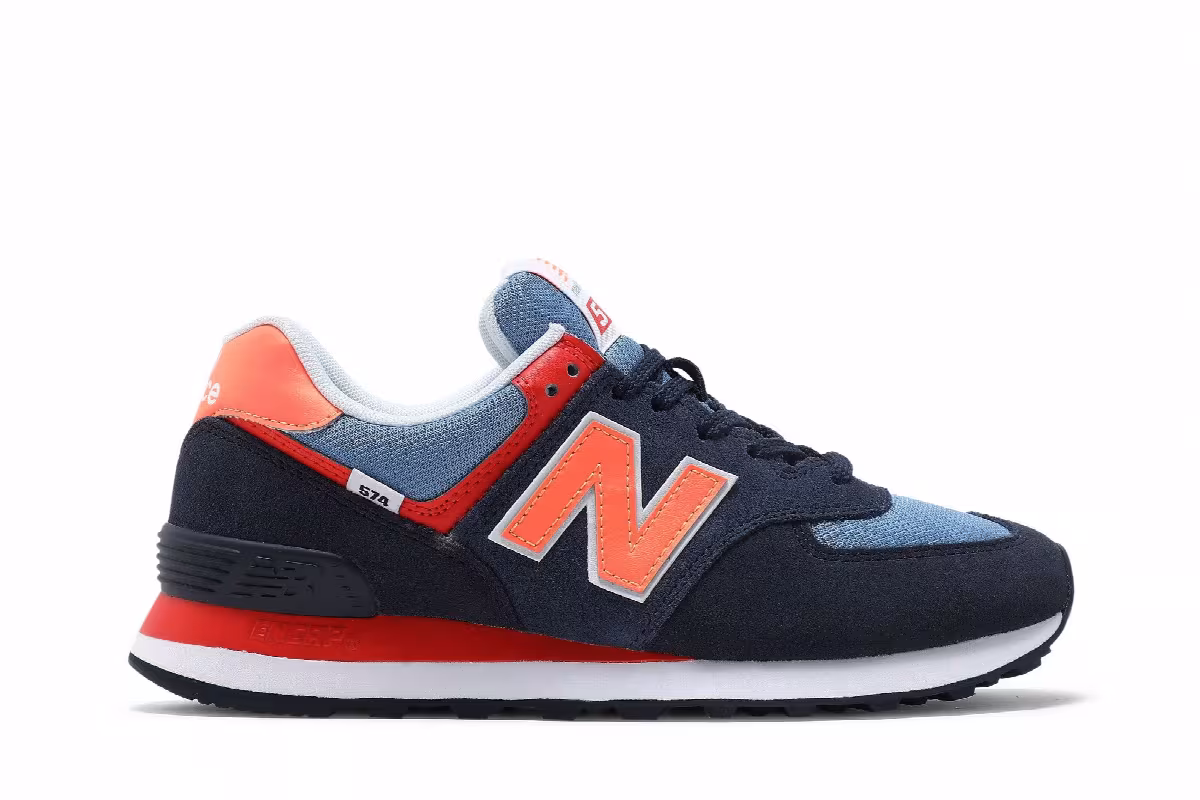 New Balance Women's 574 Eclipse Citrus Punch, view 2