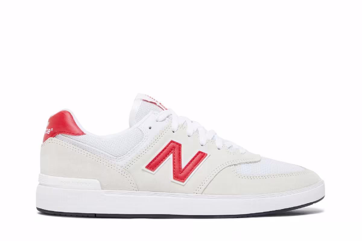New Balance 574 White Red, view 2
