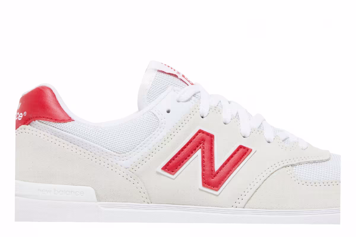 New Balance 574 White Red, view 3