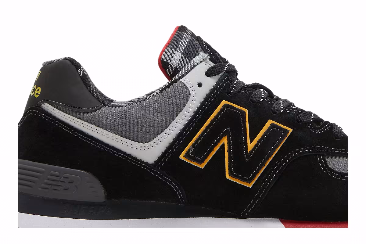 New Balance 574 Black Plaid, view 3