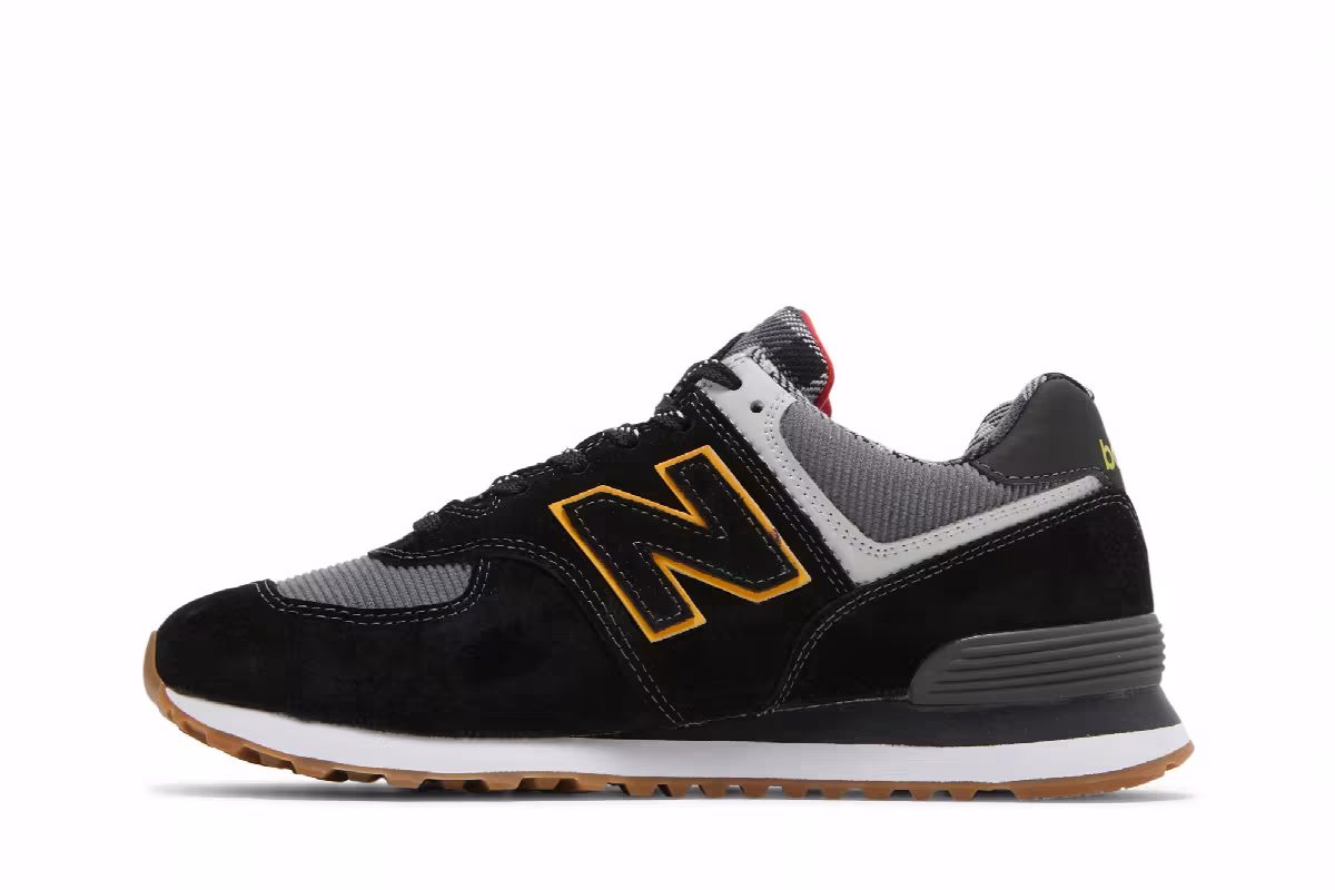 New Balance 574 Black Plaid, view 4