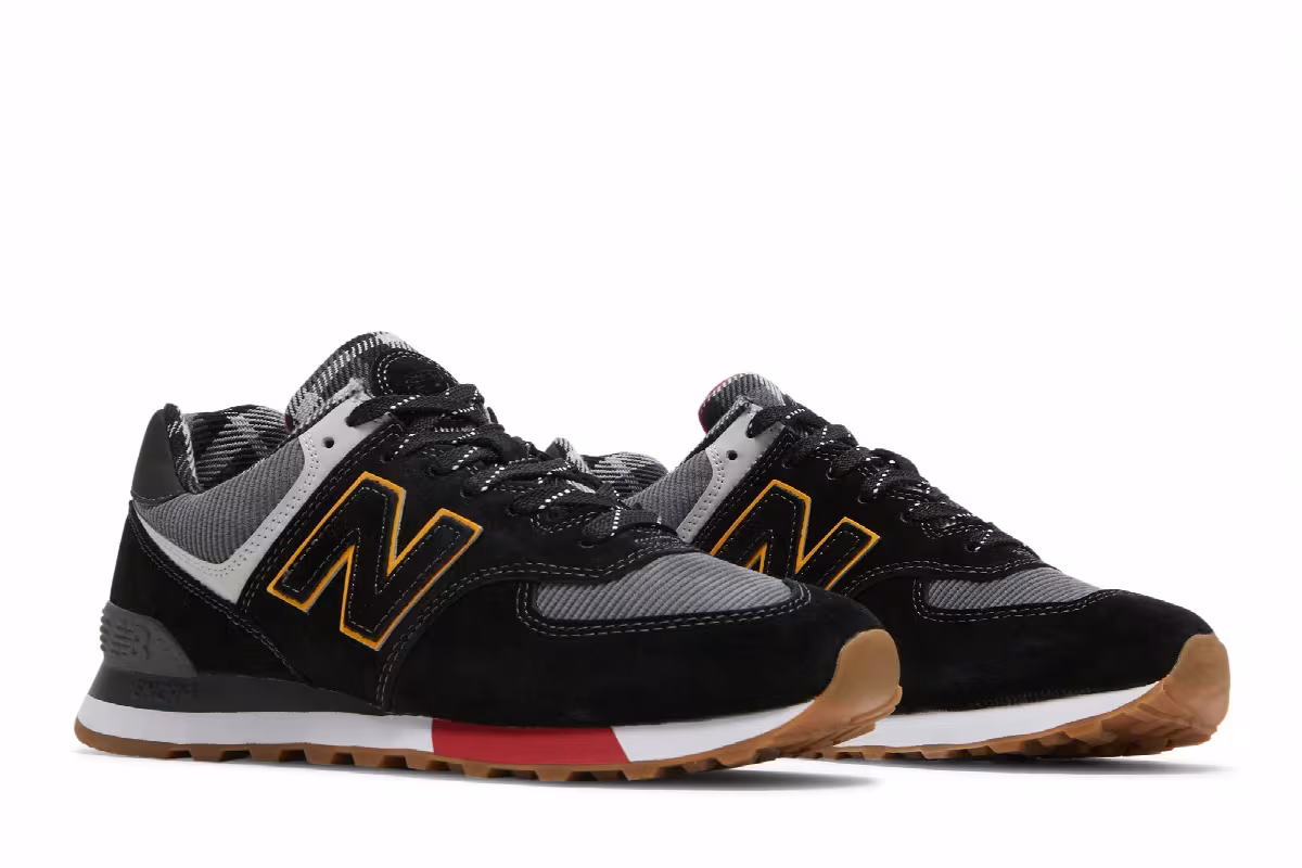 New Balance 574 Black Plaid, view 9