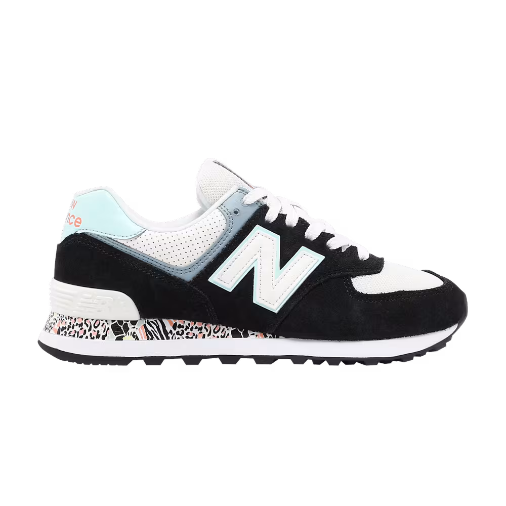 New Balance Women's 574 Black White Mint