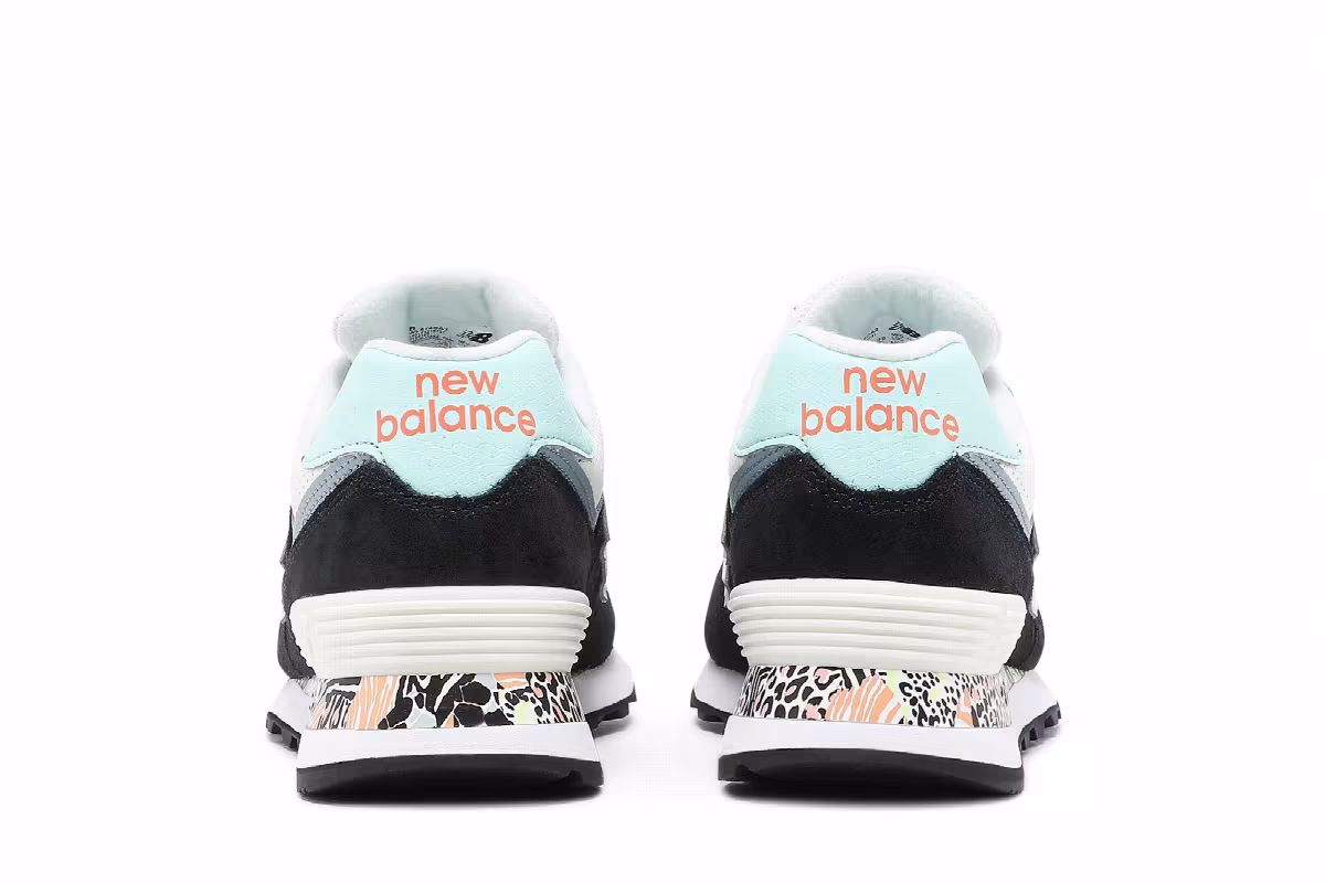 New Balance Women's 574 Black White Mint, view 7