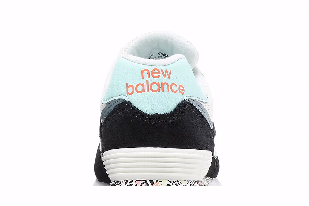 New Balance Women's 574 Black White Mint, view 8