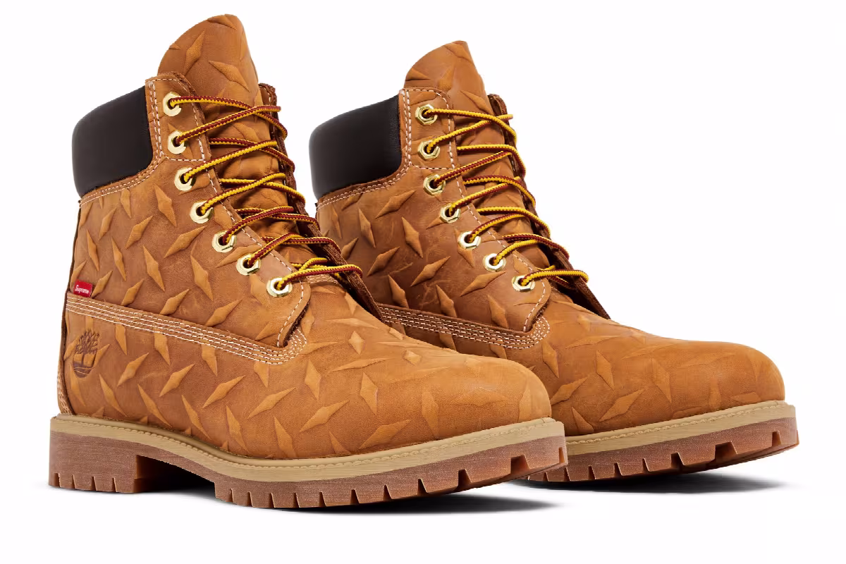 Supreme x Timberland 6 Inch Premium Waterproof Boot Embossed Diamond Plate - Wheat, view 9