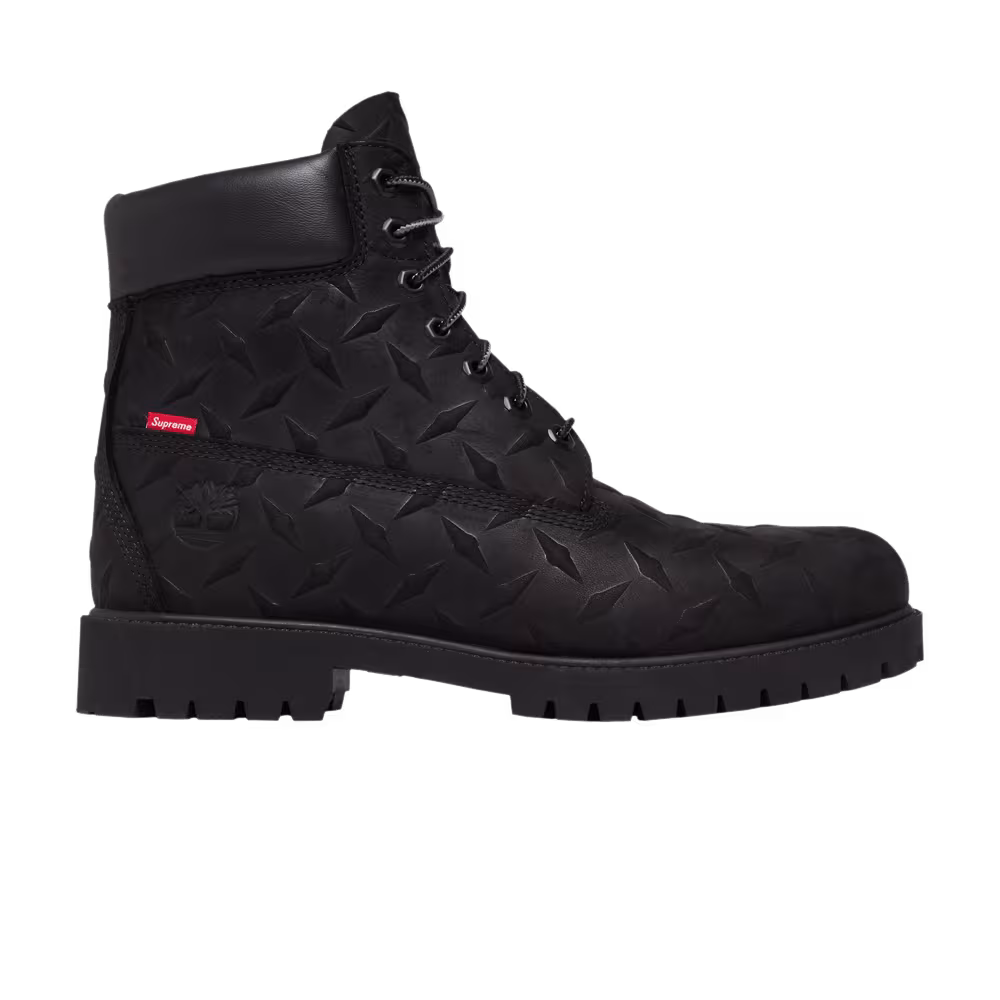 Supreme x Timberland 6 Inch Premium Waterproof Boot Embossed Diamond Plate - Black