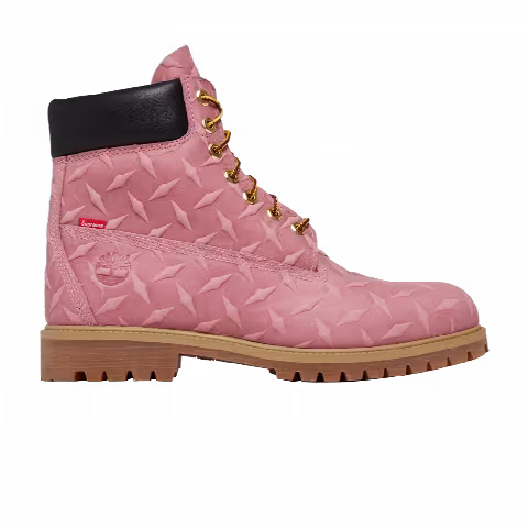 Supreme x Timberland 6 Inch Premium Waterproof Boot 'Embossed Diamond Plate - Pink'