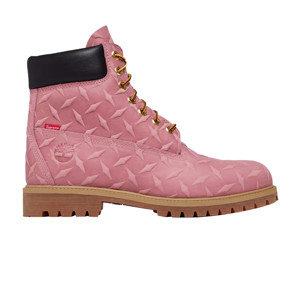 Supreme x Timberland 6 Inch Premium Waterproof Boot Embossed Diamond Plate - Pink