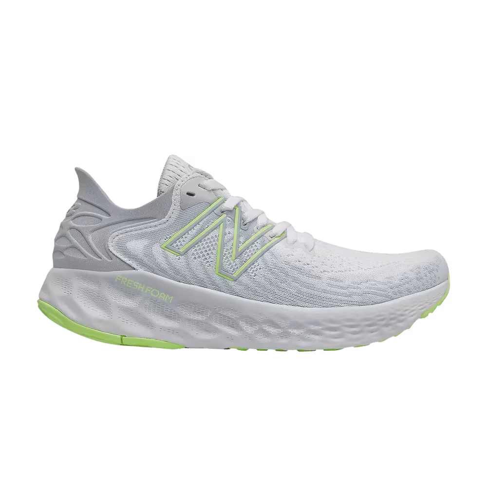 New Balance Women's Fresh Foam 1080v11 2A Wide White Bleached Lime Glow