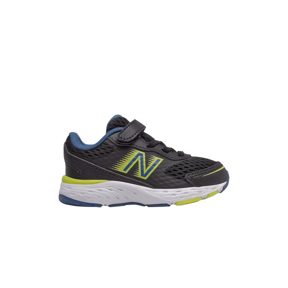 New Balance 680v6 Bungee Toddler X-Wide Black Oxygen Blue Yellow