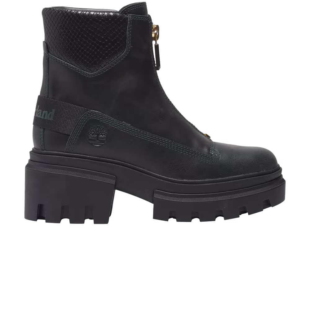 Timberland Women's Everleigh Front-Zip Boot Dark Green Snakeskin Heel