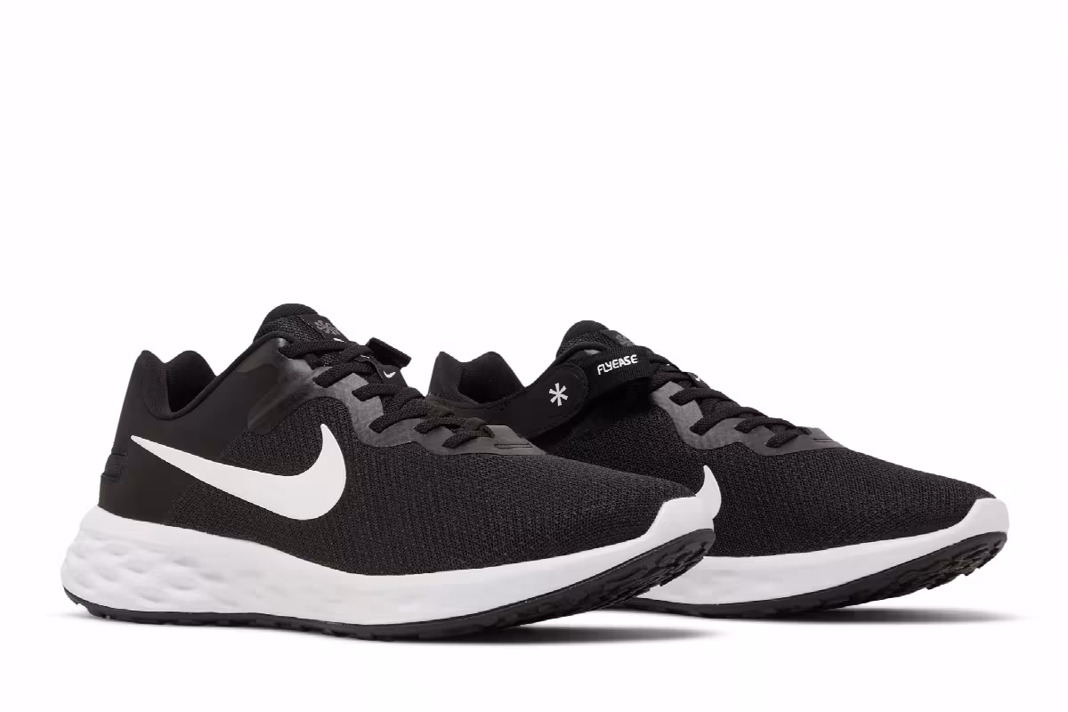 Nike Revolution 6 FlyEase Next Nature Black White, view 9