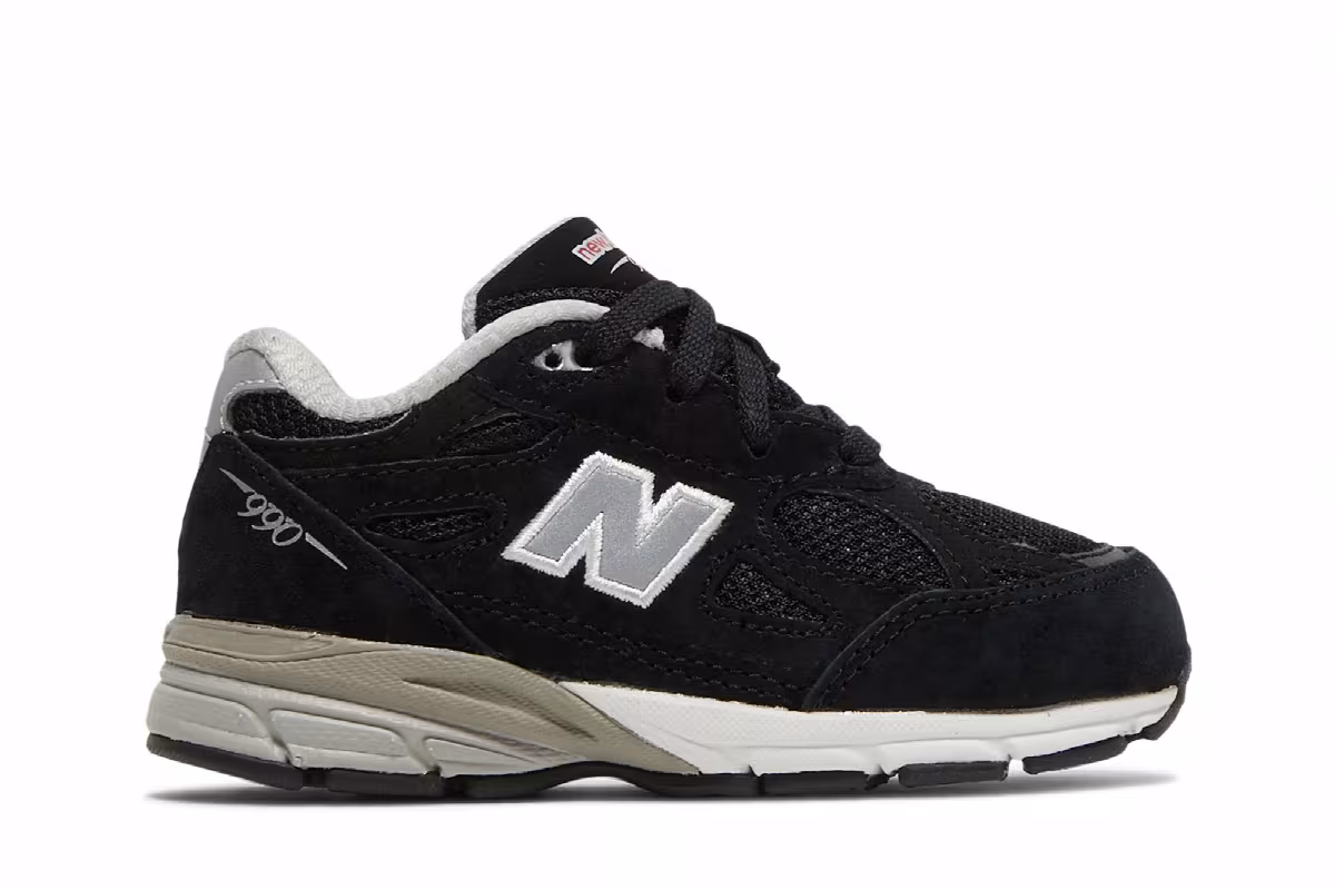 New Balance 990v3 Toddler Wide Black, view 2