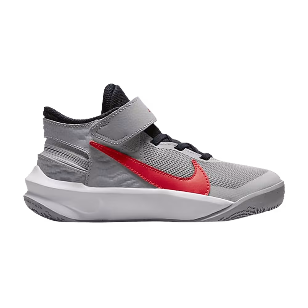 Nike Team Hustle D10 FlyEase PS Grey Bright Crimson