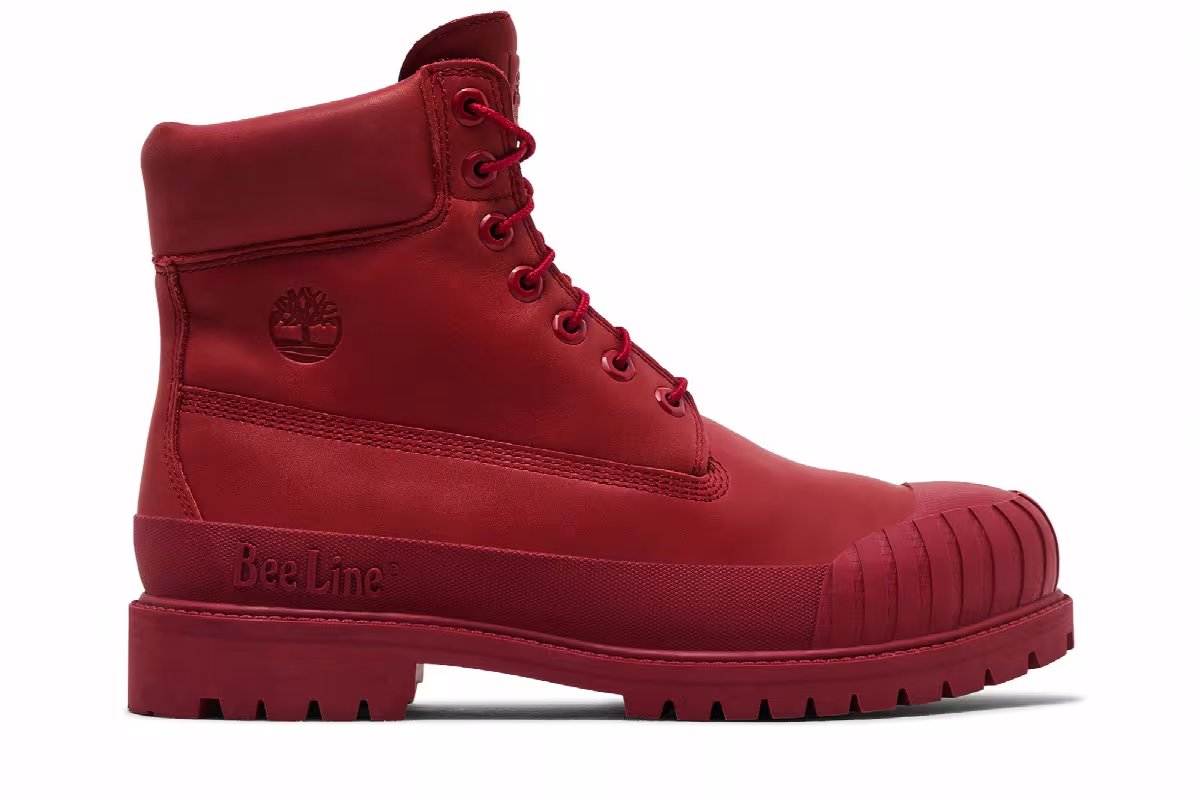 Bee Line x Timberland 6 Inch Rubber-Toe Waterproof Boot Medium Red, view 2