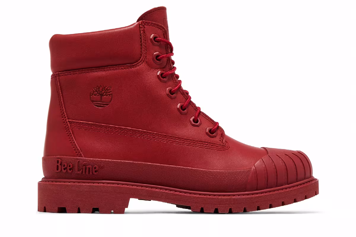Bee Line x Timberland Women's 6 Inch Rubber-Toe Waterproof Boot Red, view 2