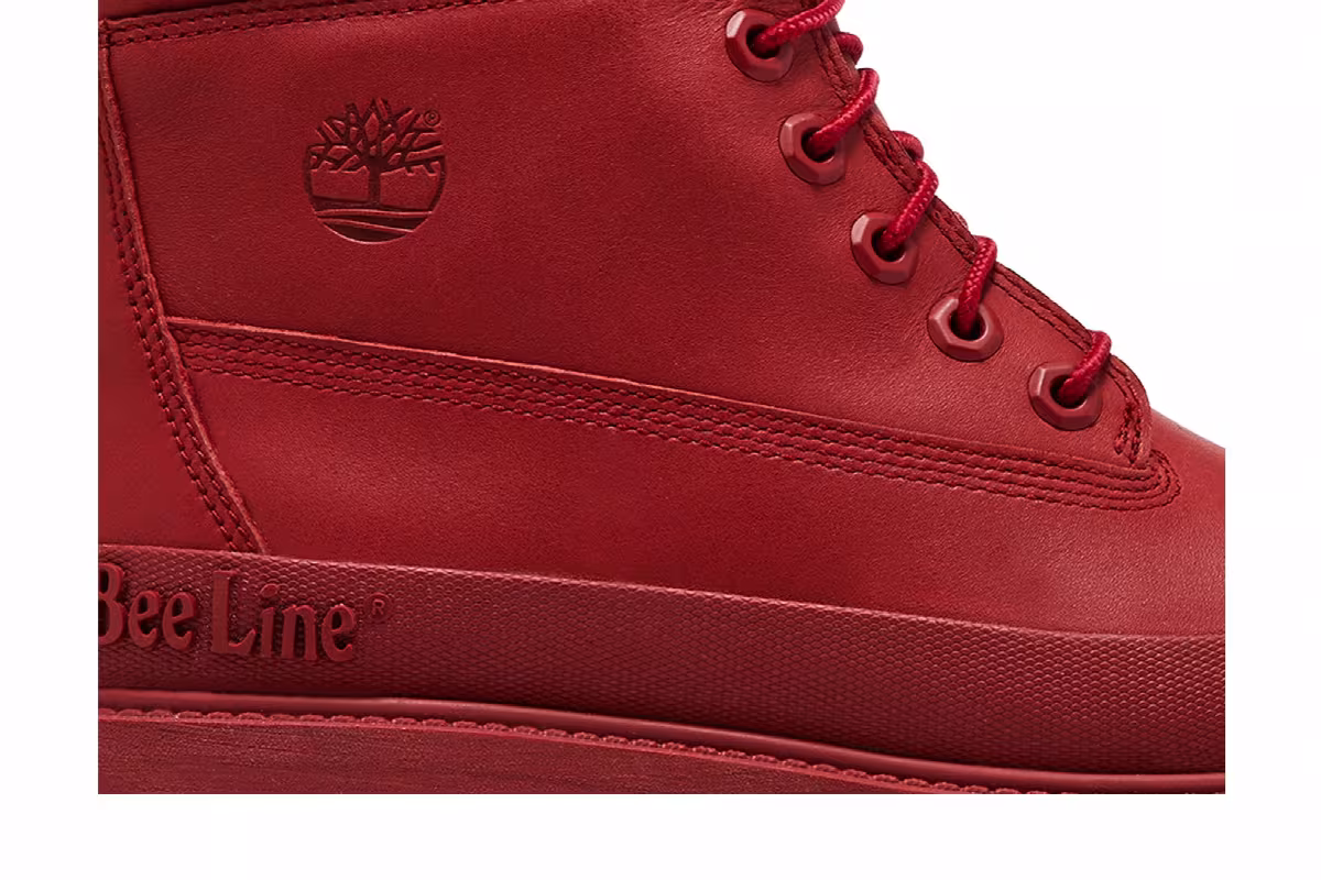 Bee Line x Timberland Women's 6 Inch Rubber-Toe Waterproof Boot Red, view 3