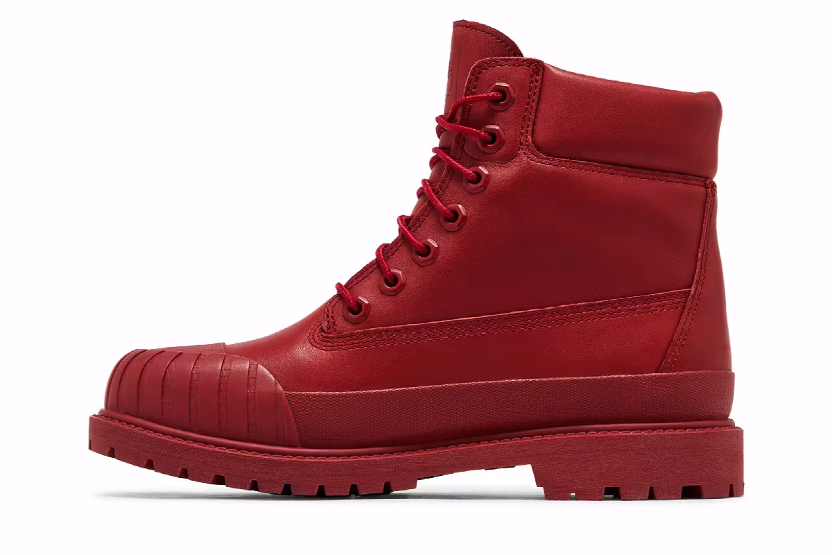 Bee Line x Timberland Women's 6 Inch Rubber-Toe Waterproof Boot Red, view 4