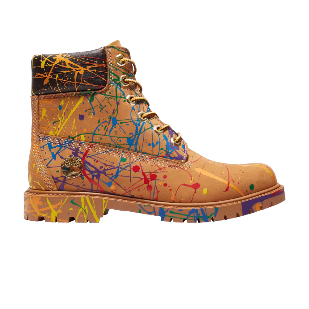 Timberland Women's 6 Inch Premium Boot Wheat Paint Splatter