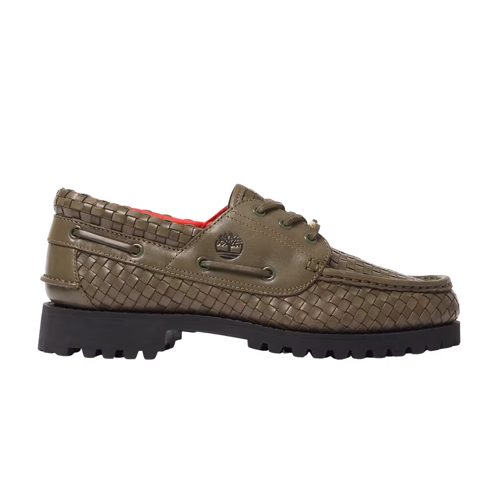 Supreme x Timberland 3-Eye Classic Lug Olive Woven Leather