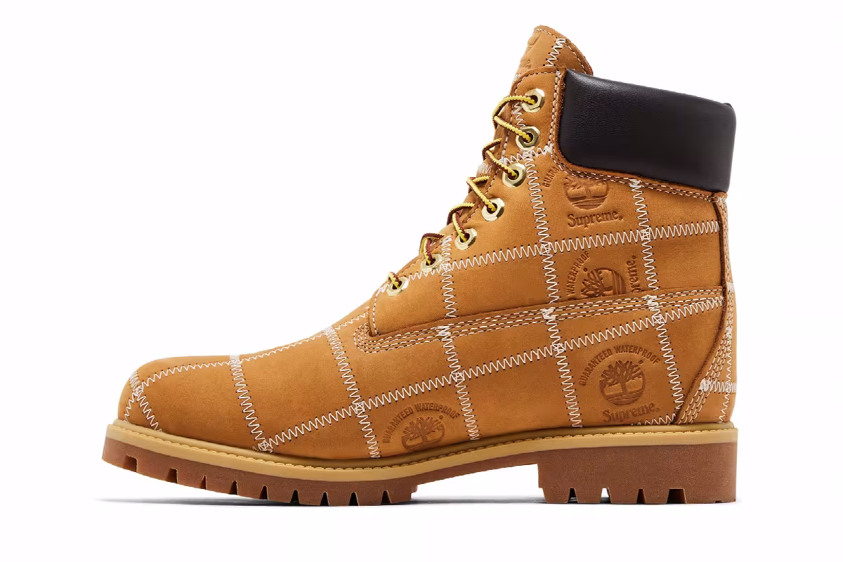 Supreme x Timberland 6 Inch Premium Waterproof Boot Patchwork - Wheat, view 4