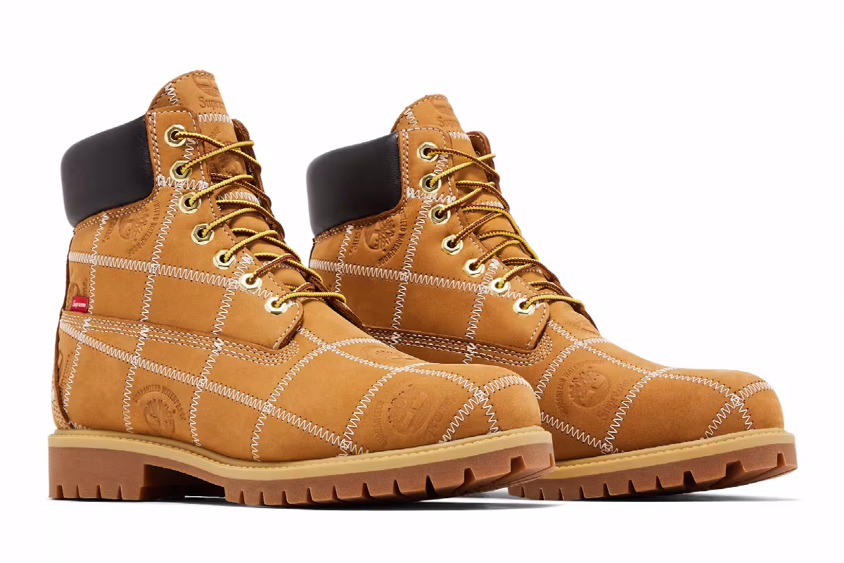 Supreme x Timberland 6 Inch Premium Waterproof Boot Patchwork - Wheat, view 9