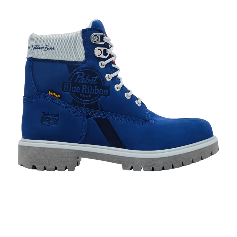 Pabst Blue Ribbon x Timberland 6 Inch Soft Toe Waterproof Work Boot Blue