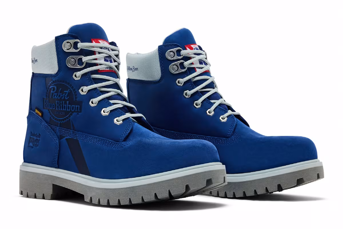 Pabst Blue Ribbon x Timberland 6 Inch Soft Toe Waterproof Work Boot Blue, view 9