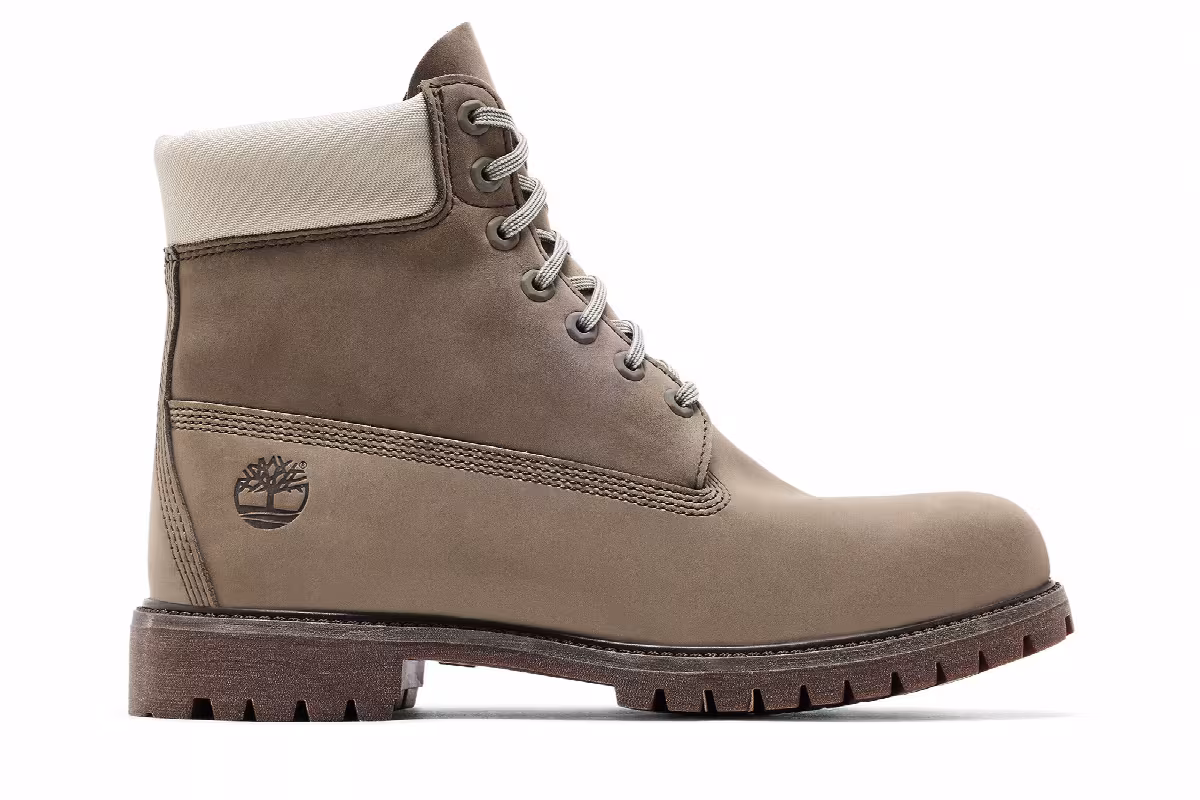 Timberland 6 Inch Premium Waterproof Boot Grey Nubuck Light Green, view 2