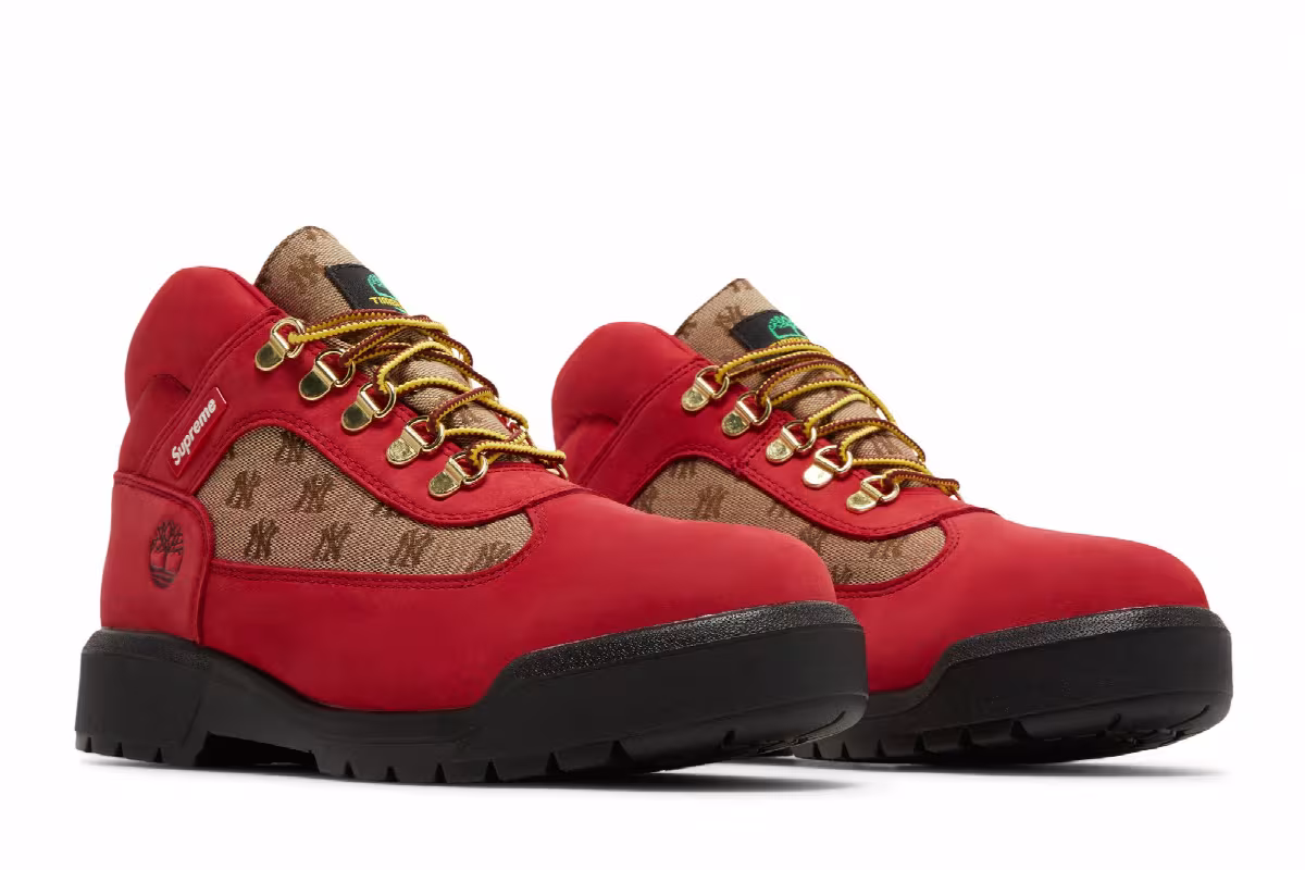 Supreme x New York Yankees x Timberland Field Boot Red, view 9