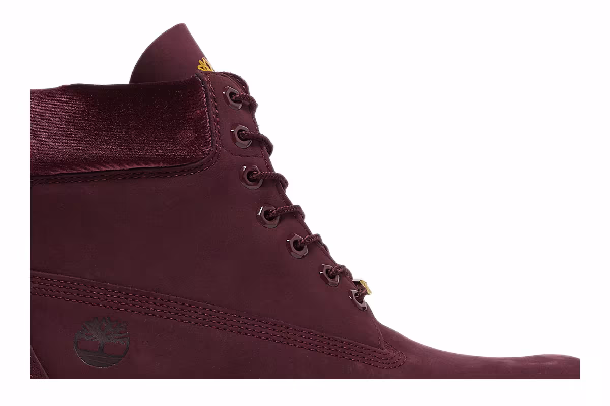 DTLR x Timberland 6 Inch Premium Boot Burgundy Velvet, view 3